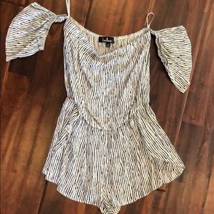 Black and white striped romper.